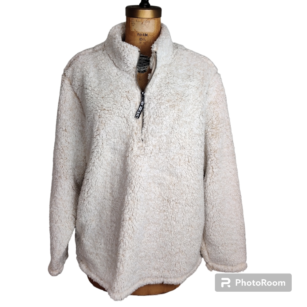 Time and Tru Snow Tipped Sherpa Fleece Quarter Zip Pullover Oatmeal Heather 1X